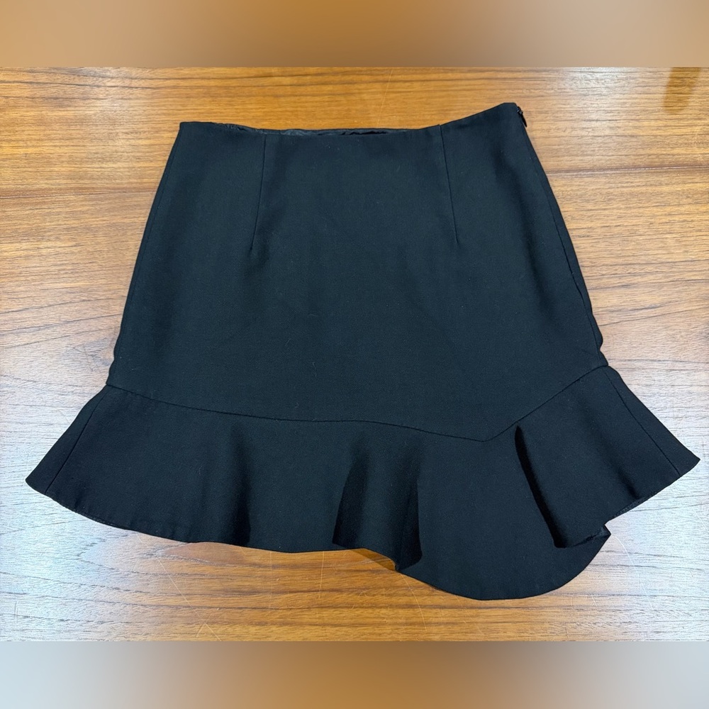 Zara Basic Asymmetrical Mini Skirt Black Basic Classic Ruffle Size XS